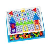 ERINGOGO 592Pcs Creative Pegboard Mosaic Jigsaw Puzzle Game Educational for Early Learning Random Color Peg Developing Creativity and Coordination