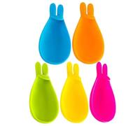 ERINGOGO 5Pcs Colored Silicone Rabbit Tea Bag Holder Creative Tea Leaves Hanger and Spoon Rest for Cup Identification Adorable Party Drink Decoration Multi-color