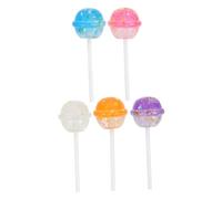 ERINGOGO 5pcs Flatback Lollipop Charms Resin Ornaments for DIY Crafting, Fake Candy Decorations with Glitter, Mini Lolly Pops in White, Pink, Orange, Blue, Purple for Jewelry Making