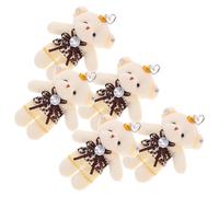 ERINGOGO 5Pcs Mini Plush Wedding Dress Bear with Hanging Chains, 11Cm Dark Brown Blush Bear Dolls for Wedding Bouquet Decoration and Party Accessories