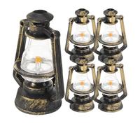 ERINGOGO 5pcs Miniature Retro Kerosene Dollhouse Lamps, Mini Lantern Ornaments for Dollhouse Accessories and DIY Landscape, Vintage Tiny Desk Lamp Props for Photography and Decoration