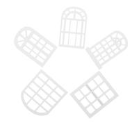 ERINGOGO 5pcs Miniature Wooden Window Frames for Dollhouse Decoration, 1:12 Scale Tiny Window Models, Mini Furniture Accessories Set for Dollhouse Bedroom and Mini House Ornaments