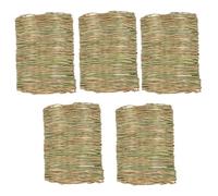 ERINGOGO 5pcs Natural Grass Woven Bed Mat for Rabbits and Small Animals, Edible Bunny Chew Toy and Bedding, Small Size Woven Grass Mat for Guinea Pigs and Hamsters