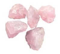 ERINGOGO 5pcs Natural Pink Crystal Stone Collection Raw Rough Ornaments for Desk Decoration Home Display Meditation and Feng Shui Gift for Birthday and Housewarming