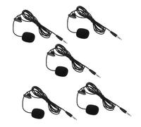 ERINGOGO 5pcs Professional Clip-on Microphones Set Black, Wired Phone Mic Clip for Teaching, Lectures, Interviews, and Touring, Compatible Cameras and Smartphones