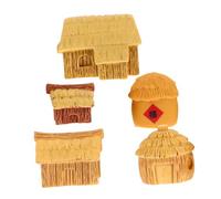 ERINGOGO 5pcs Resin Miniature Village Houses for Fairy Garden DIY Micro Landscape Farm-themed Cottage Figurines Compact Terrarium and Succulent Plant Pot Decorations