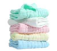 ERINGOGO 5pcs Reusable Newborn Facial Towels Cotton Washcloths for Boy Girl Skin-Friendly Highly Absorbent for Bathing and Daily Use Multipurpose Face Hand Towels