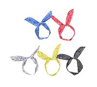 ERINGOGO 5pcs Stylish Bunny Ear Wire Headbands for Women Paisley Cloth Hair Holders with Wire Design Vintage Elegant Hair Accessories for Daily Wear Photography Holidays and Ladies