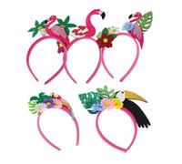 ERINGOGO 5pcs Tropical Hawaiian Luau Hairbands Lightweight Coconut Tree Flamingo Palm Leaves Headbands for Beach Party Hair Decorations for Adults and Teens