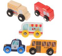 ERINGOGO 5Pcs Wooden Landscape Vehicle for Includes Fire Truck and Police Car Models Educational Car Plaything for Develop Motor Skills and Color Recognition