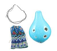 ERINGOGO 6 Hole Ocarina in C Key Portable Mini Dolomite Ocarina with Protective Bag, Beginner Student Folk Wind Instrument for Boys and Girls and Adults, Blue Vintage Flute Random Color