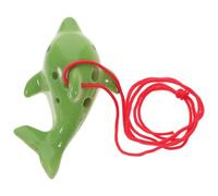 ERINGOGO 6-holes Portable Ceramic Ocarina Dolphin Design, Mini Wind Instrument and Beginners, Green Alto Ocarina with Neck Strap for Music Practice and Folk Performance Random Color