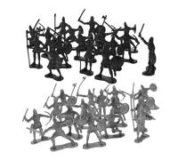 ERINGOGO 60Pcs Plastic Soldiers Action Figures Middle Ages Knights Roman Army Models for Boys Educational Collectible Black Silver Mini Soldier Set