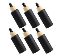 ERINGOGO 6pcs 50ml Black Glass Eye Dropper Bottles for Essential Oils Refillable Cosmetic Liquid Containers with Black Rubber Pipette Caps for Skincare and Medicine Storage