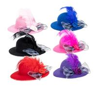 ERINGOGO 6Pcs Adjustable Lace Style Hen Hats Chicken Accessories for Pet Poultry Parrots Lightweight Comfortable Party Supplies Blue Pink Black Red Purple Rose Red