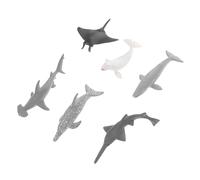ERINGOGO 6pcs Animal Model for Educational Ocean Creature Realistic Fish Figures Including Shark Whale Dolphin in Black White Grey