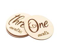 ERINGOGO 6pcs Baby Monthly Cards Double-Sided Wood Photography Props Odorless Creative Number Design Khaki Elegant Style Infant Birthday Newborn Growth Marker Cards for Photo Sessions