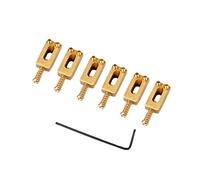 ERINGOGO 6pcs Brass Guitar Bridge Saddle with Wrench for Electric Bass Enhanced Intonation Durable Construction Golden for Musicians Seeking Quality Sound