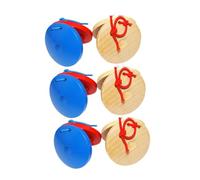 ERINGOGO 6pcs Castanet for Early Music Education Instruments Natural Red Blue for Rhythm Development and Intellectual Growth
