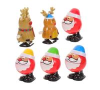 ERINGOGO 6pcs Christmas Wind Up Plastic Santa Sleigh Reindeer Clockwork Playthings Party Favors for Stocking Stuffers Holiday Goody Bags Lightweight Reindeer Walking for Fun Fine Motor