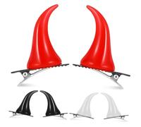 ERINGOGO 6pcs Devil's Horn Hair Accessories Queen Devil Horn Alligator Hair Clips Black Fangs Flashing Decorative Faux Resin