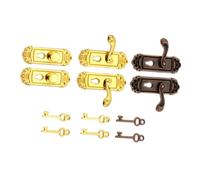 ERINGOGO 6pcs Dollhouse Door Lock Miniature Vintage Metal Door Handle and Key Set 1:12 Dollhouse Hardware Accessories Decorations