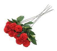 ERINGOGO 6pcs Fake Chrysanthemum Ball Artificial Flowers DIY Wedding Party Bouquet Elegant Red Dandelions Home Office Banquet Decor Forever Blooming No Watering Needed