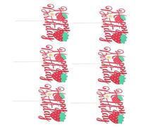 ERINGOGO 6pcs Glitter Strawberry Cake Picks with Sparkling Berry First Birthday Cake Topper Adorable Fruit Theme Party Decorations for Shower and Summer Celebration