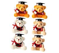 ERINGOGO 6pcs Graduation Bear Keychain Plush Stuffed Animal Ornament Doctor Bear Shape Pendant for Backpack for Birthday Christmas Occasions