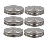 ERINGOGO 6Pcs Mason Jar Replacement Lids with Leakproof Silicone Seal Stainless Steel Canning Covers Multipurpose Jar Lids for Food Storage and Preserving