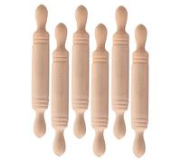 ERINGOGO 6pcs Mini Wooden Rolling Pins for Dollhouse Decor, Small Wood Pasta Rollers for Pretend Play, Miniature Craft Props for Mini Things and Doll Accessories