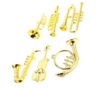 ERINGOGO 6pcs Miniature Instruments for Dollhouse Decor Tiny Plastic Trumpet Saxophone Christmas Tree Hanging Accessories Lightweight Safe for Boys and Girls Play