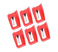 ERINGOGO 6pcs Plastic Turntable Stylus Attachment Replacement Needles for Phonograph with Enhanced Audio Quality and User-friendly Operation, Retro Style Red Needles for Vinyl Record