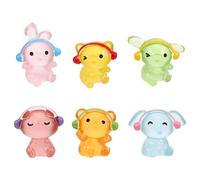 ERINGOGO 6pcs Resin Mini Animal Figurines Set - Realistic Small Farm Animals for Desk Decor and Fairy Garden Micro Landscape, DIY Resin Miniatures Including Pig, Bear, Elephant, Dog, Rabbit