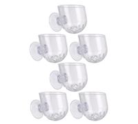ERINGOGO 6pcs Transparent Acrylic Aquarium Plant Holder with Suction Cups Round Hanging Fish Tank Feeder Cups for Red Worm Feeding and Snail Dish Fish Tank Accessory for Plant Cultivation