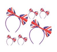 ERINGOGO 6pcs Uk Flag Bow Headband Set for Football Supporters, Union Jack Hair Accessories with Bowknot Design, Cute Hairbands for British Fans at Festival and Party