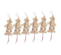 ERINGOGO 6pcs Unfinished Wooden Clown Marionette Craft Kit with Pull Strings for Natural Wood Puppet to Paint and Decorate Enhances Hand-eye Coordination for School Activities and Pretend