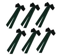 ERINGOGO 6pcs Velvet Ribbon Hair Clips with Sturdy Duckbill Holders Vintage Green Bowknot Barrettes for Women Secure Back of Head Styling for Daily Wear Birthdays and Outdoor Events