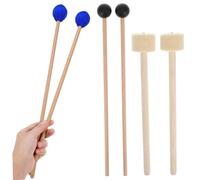 ERINGOGO 6pcs Wooden Drum Mallets Set Felt Heads for Percussion, Bass Drum, Timpani and Xylophone - Practice Drumsticks for Musical Instruments and Ensemble Performances