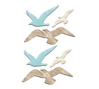 ERINGOGO 6PCS Wooden Seagulls Wall Decor with Natural Wood Grain Nautical Coastal Art for Living Bedroom Mediterranean Seaside Theme Safe Rounded Edges for Multifunctional Beach House