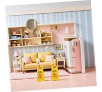ERINGOGO 7pcs Slide The Warning Sign Carefully Decor Doll House Slippery Floor Warning Sign Dollhouse Realistic Caution Safety Miniature Alloy Yellow
