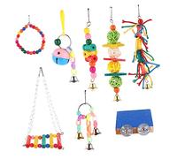 ERINGOGO 8pcs Bird Swing Toy Kit Parrot Cage Accessory Set Bell Bird Hanging Toy for Parrot