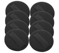 ERINGOGO 8pcs Black Pu Leather Makeup Foundation Puff 54mm Ultra-thin Soft Velvet Replacement Powder Sponges for Face Loose Powder Cosmetics Application
