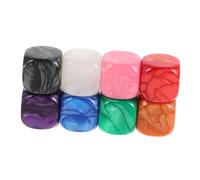 ERINGOGO 8pcs Blank Dice with Colorful Pearl Pattern Round Edges for DIY Crafting Educational Math Counting Games and Board Game Accessories
