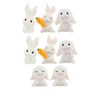 ERINGOGO 8pcs Decorative Bunny Figurines Miniature Resin Rabbit Ornaments for Bonsai Garden and Fairy House Decor Cute DIY Animal Models for Easter and Home Display