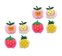 ERINGOGO 8pcs Fruit-Shaped Shower Balls Bath Poufs Set -, Yellow Pineapple, Ivory Apple, Magenta Strawberry - Soft Mesh Body Scrubber for and Adults Bathing