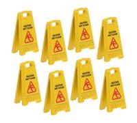 ERINGOGO 8pcs Miniature Wet Floor Safety Signs for Dollhouse Lightweight Realistic Caution Floor Sign Stickers Educational Role Play Props for Fairy Garden and Micro Landscape Decor