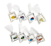 ERINGOGO 8Pcs Resin Fish Charms Ocean-themed Water Bag Pendants Random Mixed Colors Goldfish Keychain Necklace Crafting Dangle Ornaments for Jewelry and Home Decor