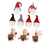 ERINGOGO 9 Pcs Wooden Forest Man Cartoon Memo Clips Colorful Christmas Decorative Note Holders Creative File Clips in Red Green for Festive DIY Photo Display