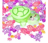 ERINGOGO 91pcs Luminous Mini Turtle Figurines Glow in Dark Tiny Plastic Sea Tortoises for Boys and Girls Fairy Garden Aquarium Decor 17cm Giant Green Turtle and Mixed Small Random Style